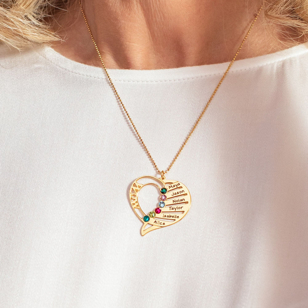 Engraved Mother Heart Necklace in 10K Solid Gold - 2