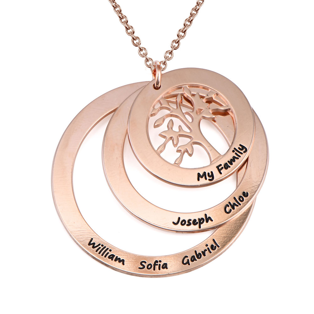 Family Circle Necklace with Hanging Family Tree - Rose Gold Plated - 1