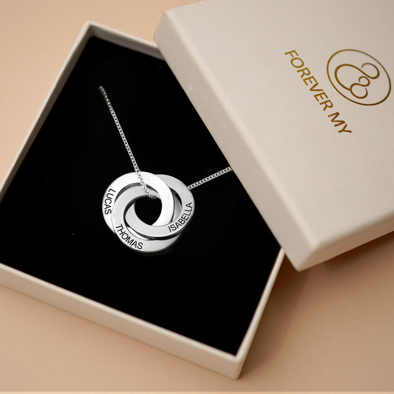 Engraved Russian Ring Necklace in Sterling Silver - 4