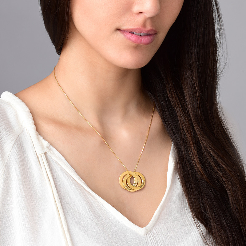 Engraved Russian Ring Necklace in Gold Plating - 1 product photo