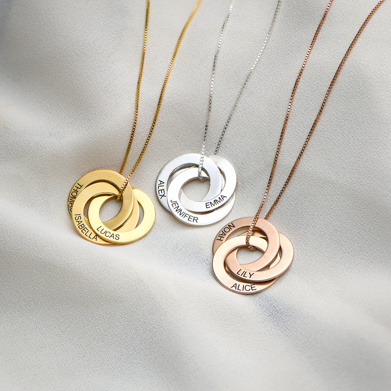 Engraved Russian Ring Necklace in Rose Gold Plating - 1 product photo