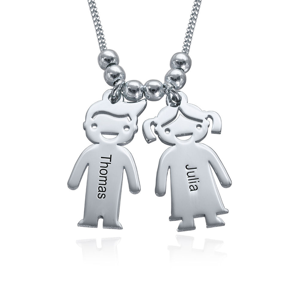 Personalized Kids Charm Necklace for Mom in Sterling Silver product photo