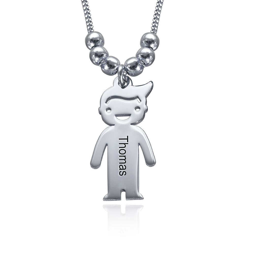 Personalized Kids Charm Necklace for Mom in Sterling Silver - 2 product photo