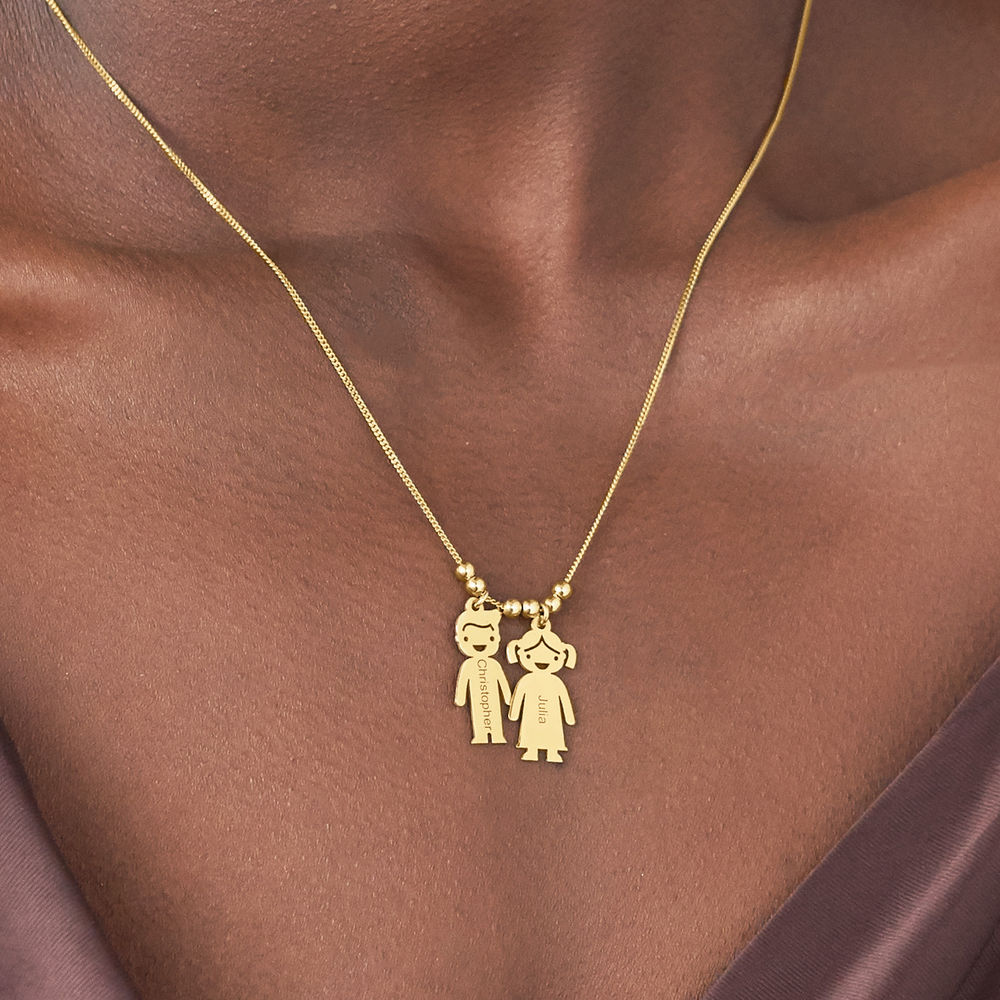 Personalized Kids Charm Necklace for Mom in Gold Plating - 3 product photo