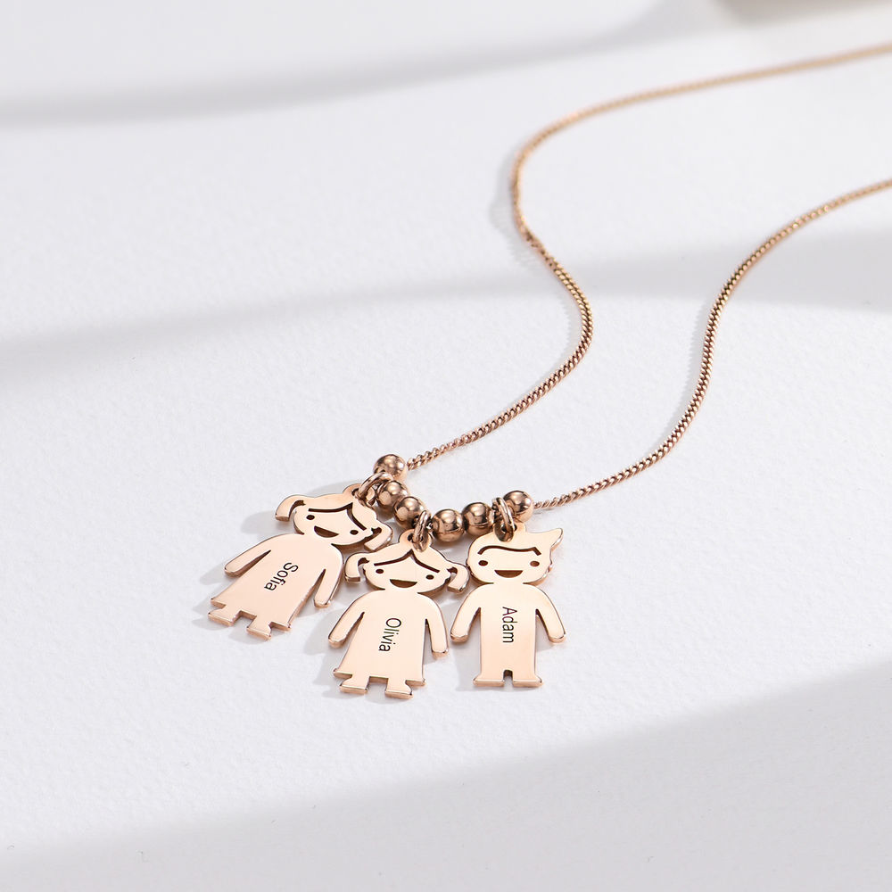 Personalized Kids Charm Necklace for Mom in Rose Gold Plating - 1 product photo