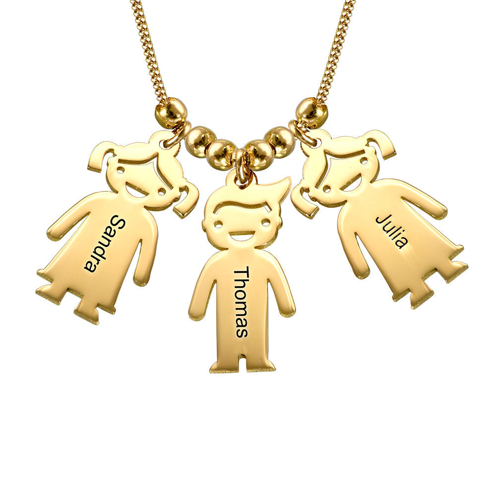 Personalized Kids Charm Necklace For Mom In Gold Vermeil - 1