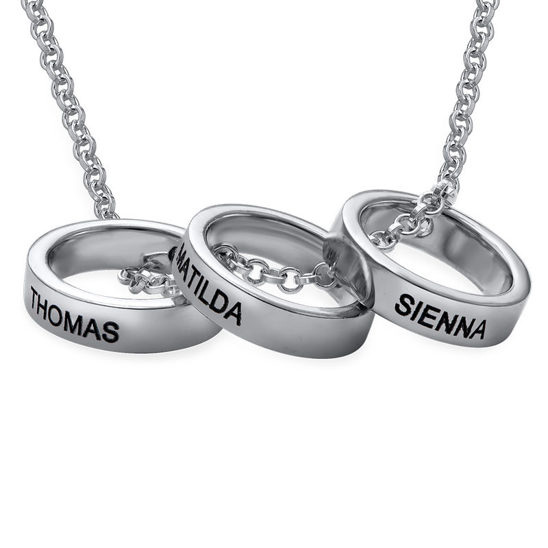 Mother Ring Necklace with Engraving - Silver - 1 product photo
