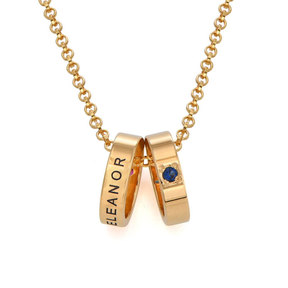 Mother Ring Necklace with Engraving - Gold Plating