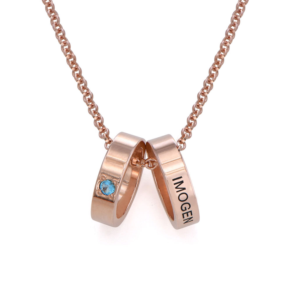 Mother Ring Necklace with Engraving - Rose Gold Plating product photo