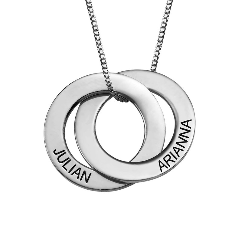 Russian Ring Necklace with 2 Rings in Sterling Silver
