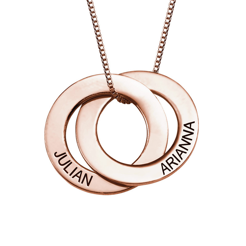 Russian Ring Necklace with 2 Rings - Rose Gold Plated