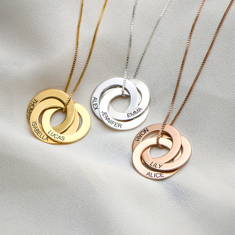 Russian Ring Necklace with 2 Rings - Rose Gold Plated - 1