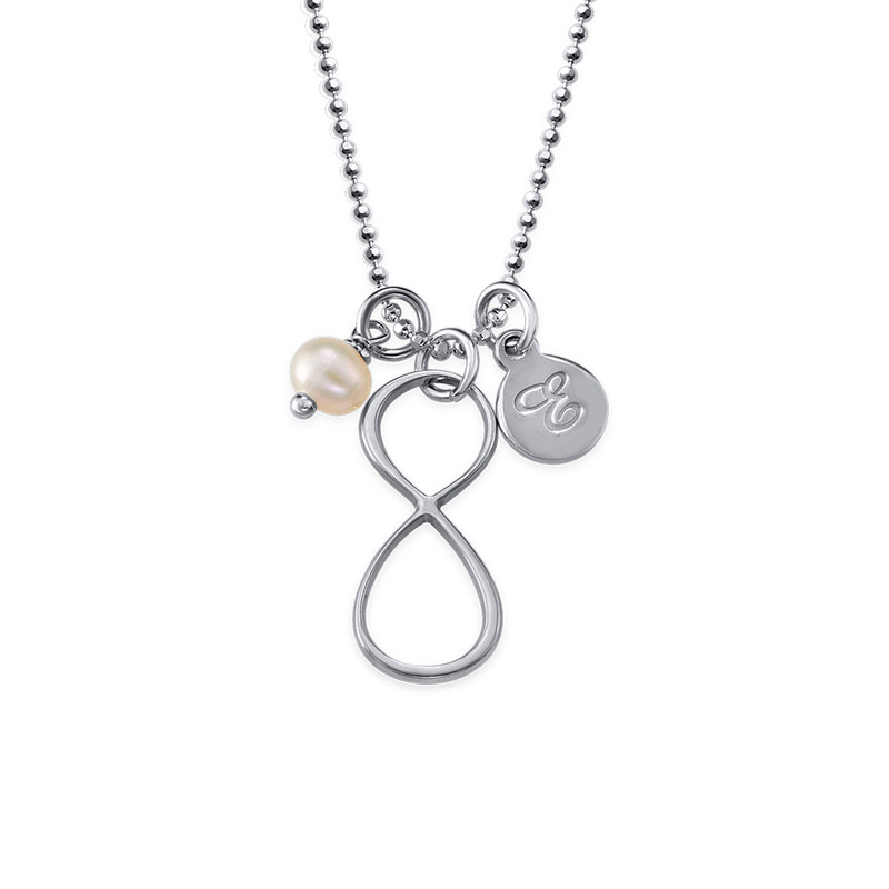 Infinity Pendant Necklace with Initial in Silver