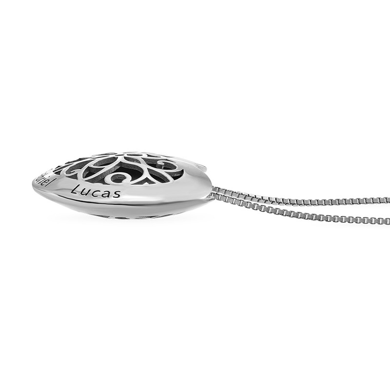 Filigree Engraved Heart Necklace in Sterling Silver - 1