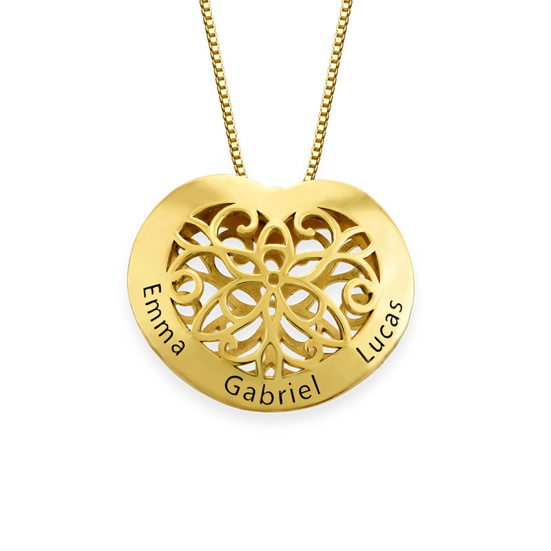 Filigree Engraved Heart in Gold Plated Necklace