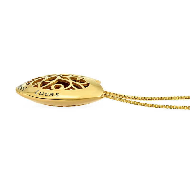 Filigree Engraved Heart in Gold Plated Necklace - 1