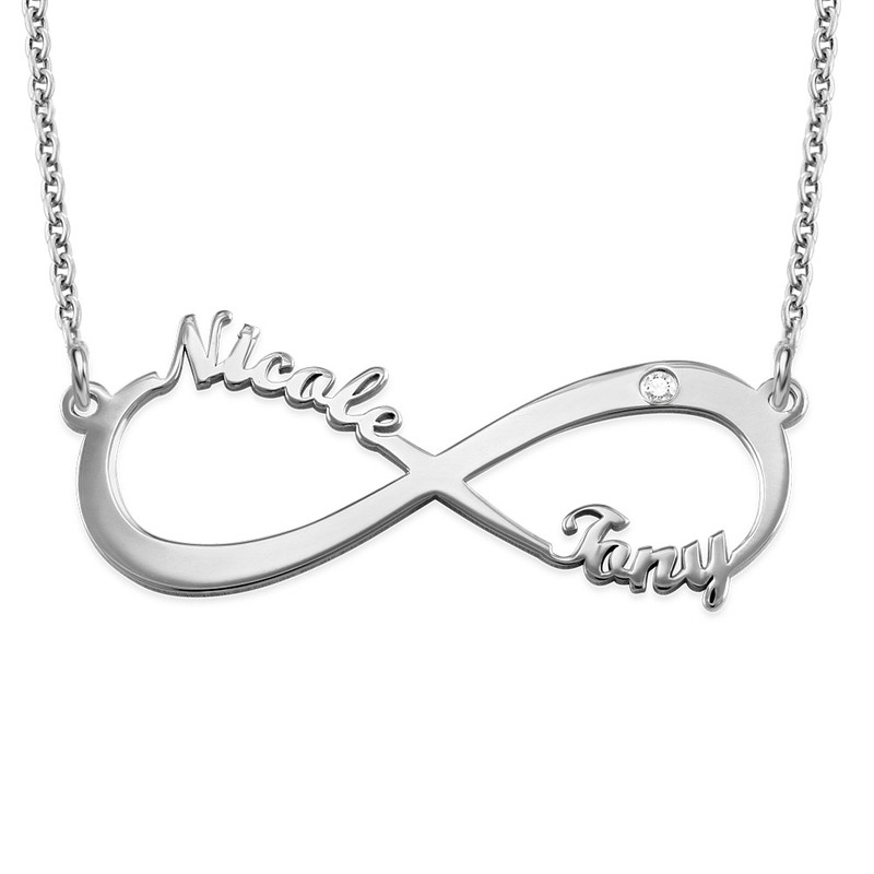 Personalized Infinity Diamond Necklace in sterling silver