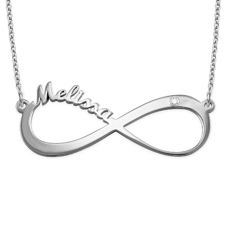 Personalized Infinity Diamond Necklace in sterling silver - 1