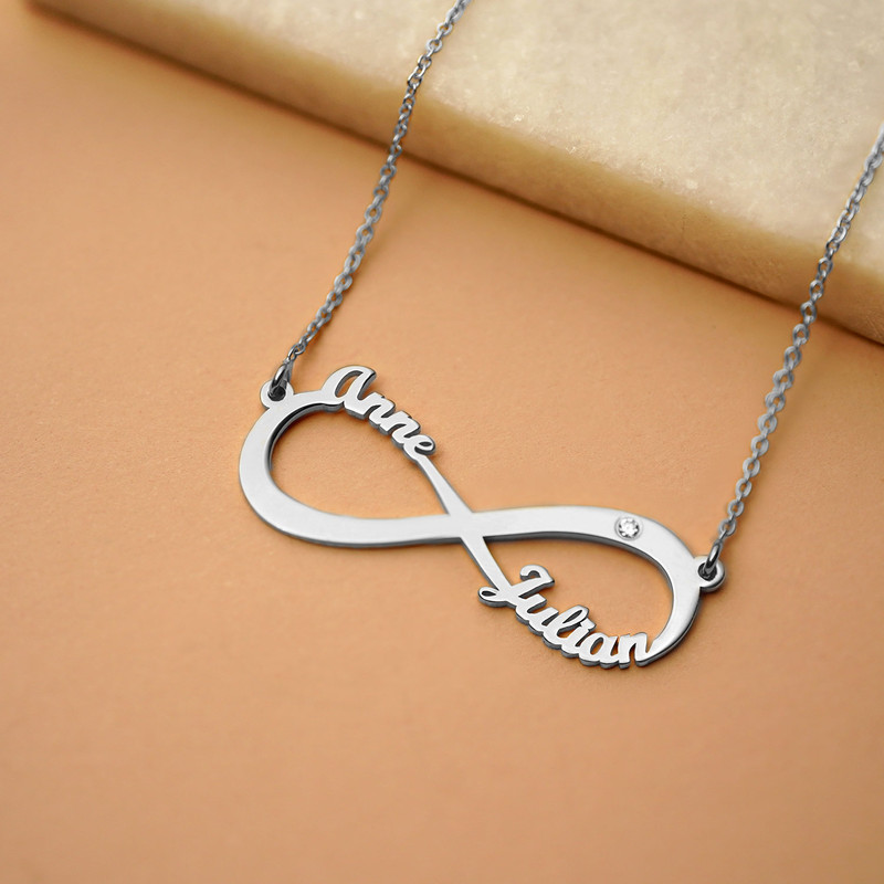 Personalized Infinity Diamond Necklace in sterling silver - 2 product photo