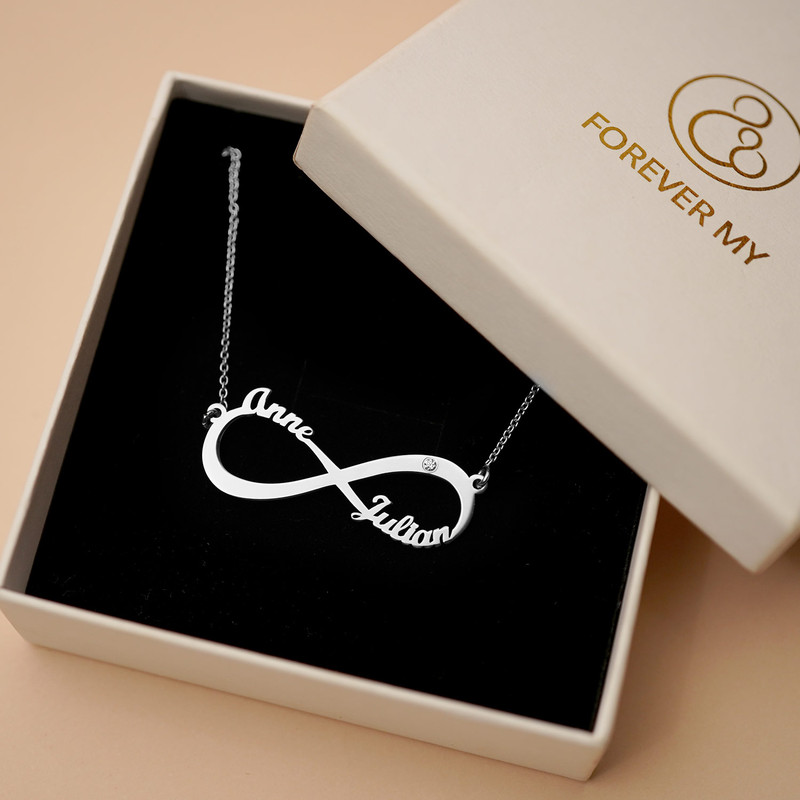 Personalized Infinity Diamond Necklace in sterling silver - 5 product photo