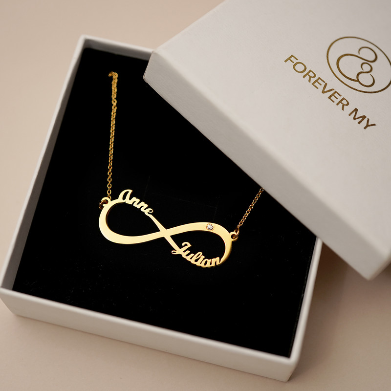 Gold Plated Personalized Infinity Diamond Necklace - 5 product photo