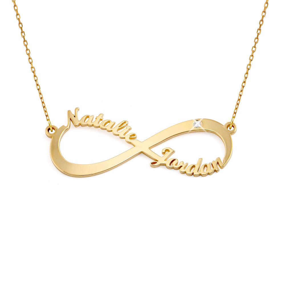 Personalized Infinity Diamond Necklace in 10K Yellow Gold