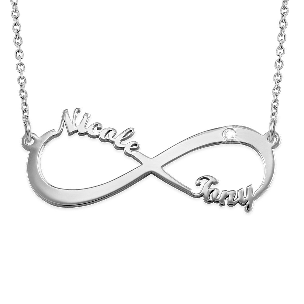 Personalized Infinity Diamond Necklace in 940 Premium Silver