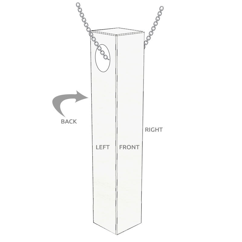 Personalized 3D Bar Pendant Necklace in Silver - 5