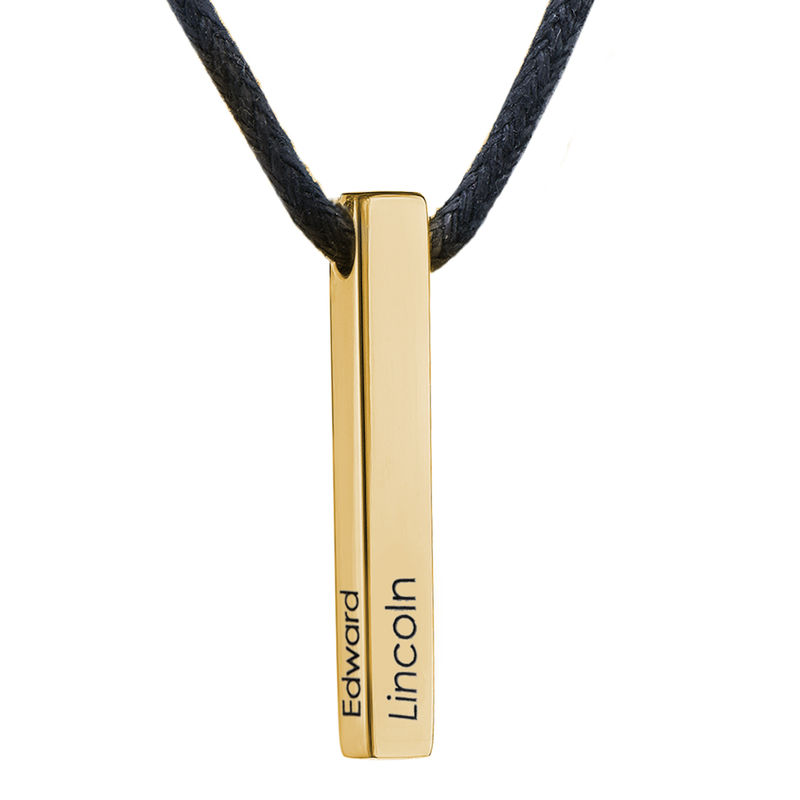 Personalized 3D Bar Pendant Necklace in 18k Gold Vermeil