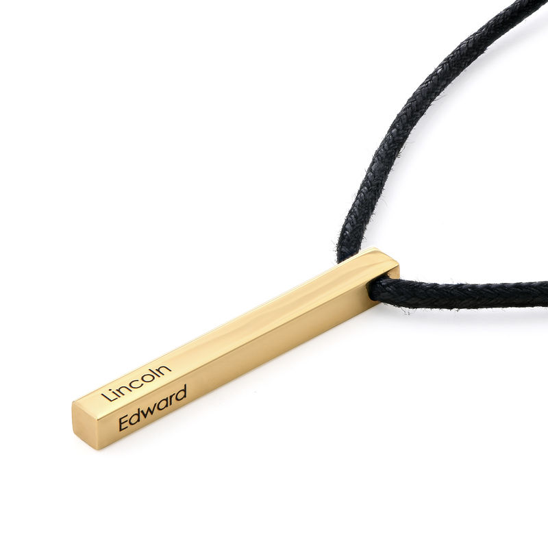 Personalized 3D Bar Pendant Necklace in 18k Gold Vermeil - 1 product photo