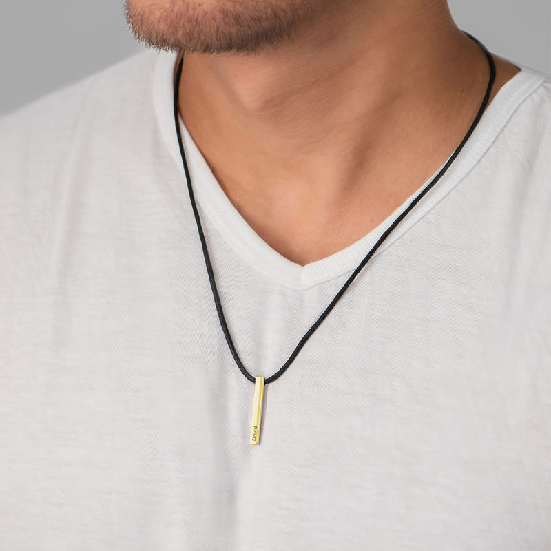 Personalized 3D Bar Pendant Necklace in 18k Gold Vermeil - 2