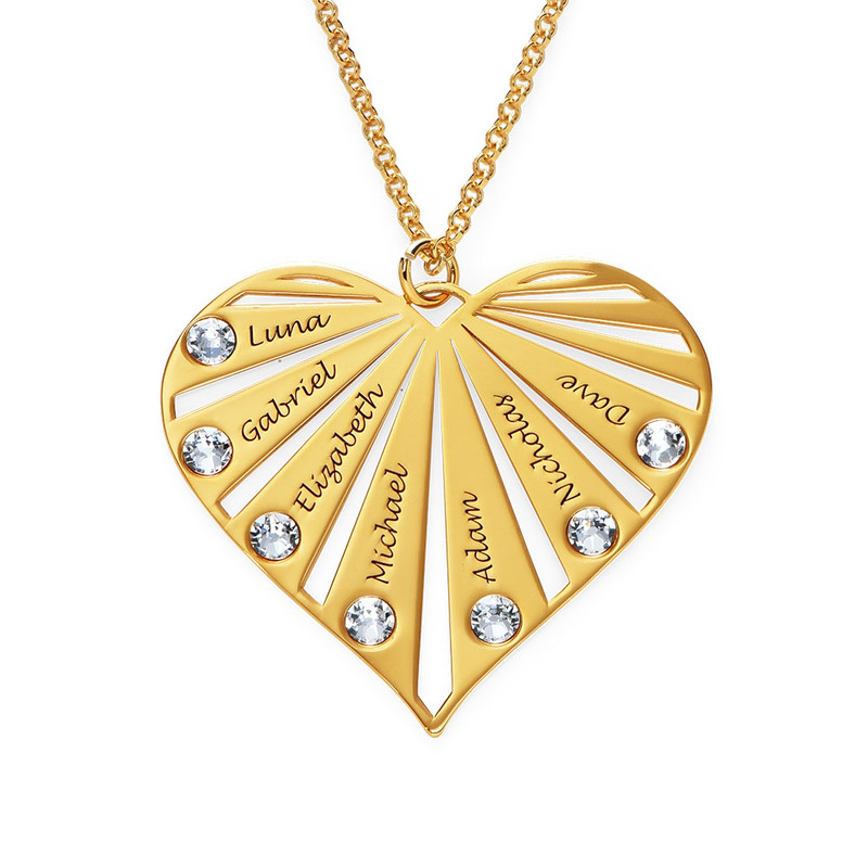 Mom Heart Gold Plated Necklace with Birthstones - 1