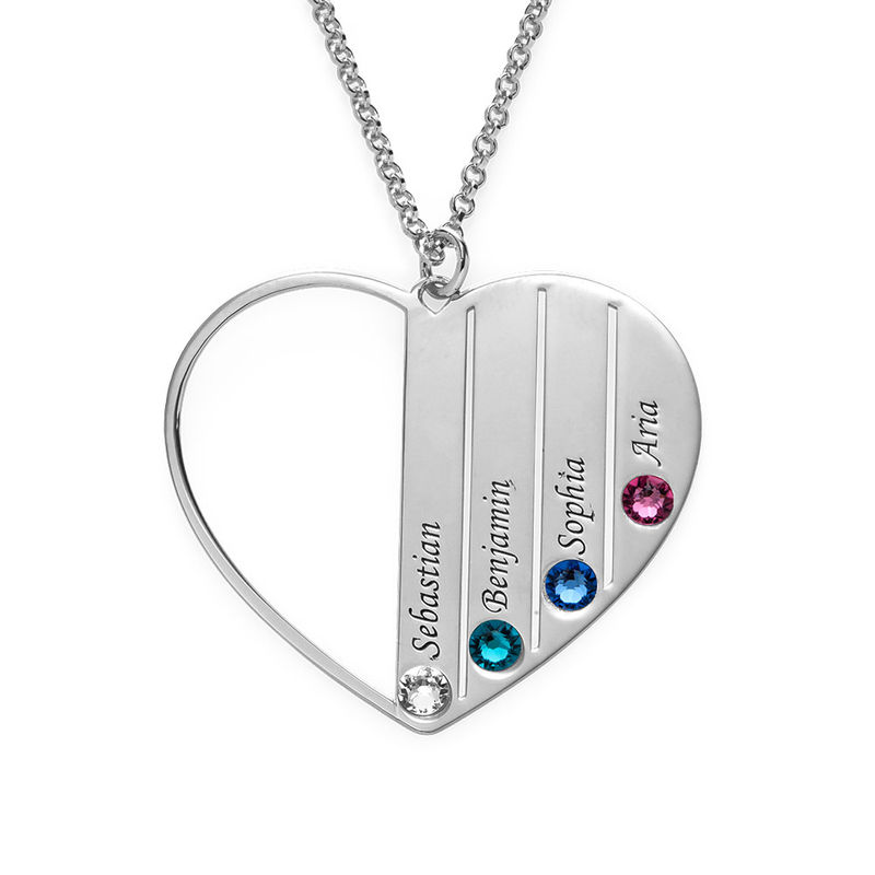 Heart Shaped Birthstone Necklace for Mom in Sterling Silver - 1 product photo