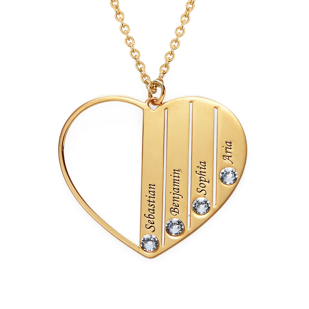 Heart Shaped Birthstone Necklace in Gold Plating product photo