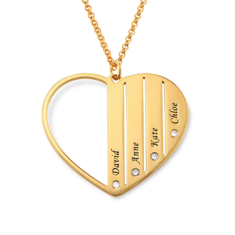 Heart Shaped Diamond Necklace in Gold Plating