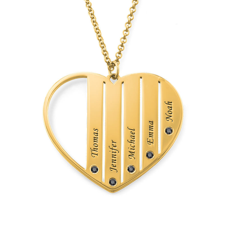 Heart Shaped Diamond Necklace in Gold Plating - 1
