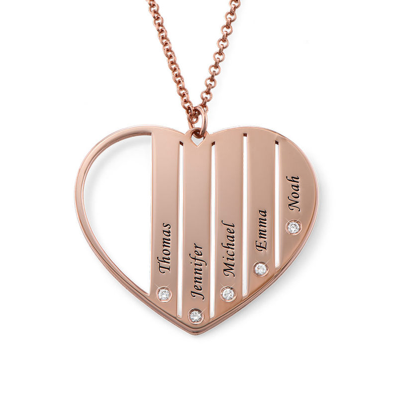 Heart Shaped Diamond Necklace in Rose Gold Plating