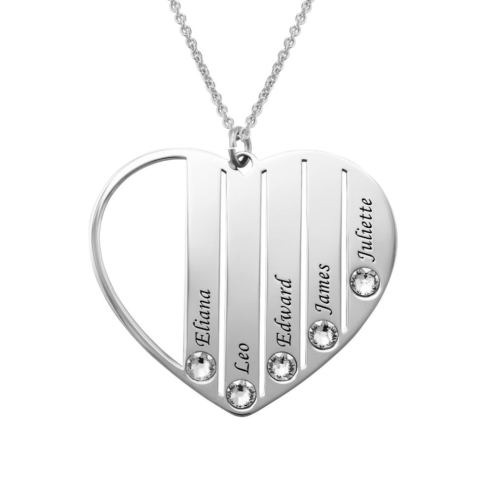 Heart Shaped Birthstone Necklace for Mom in 10K White Gold