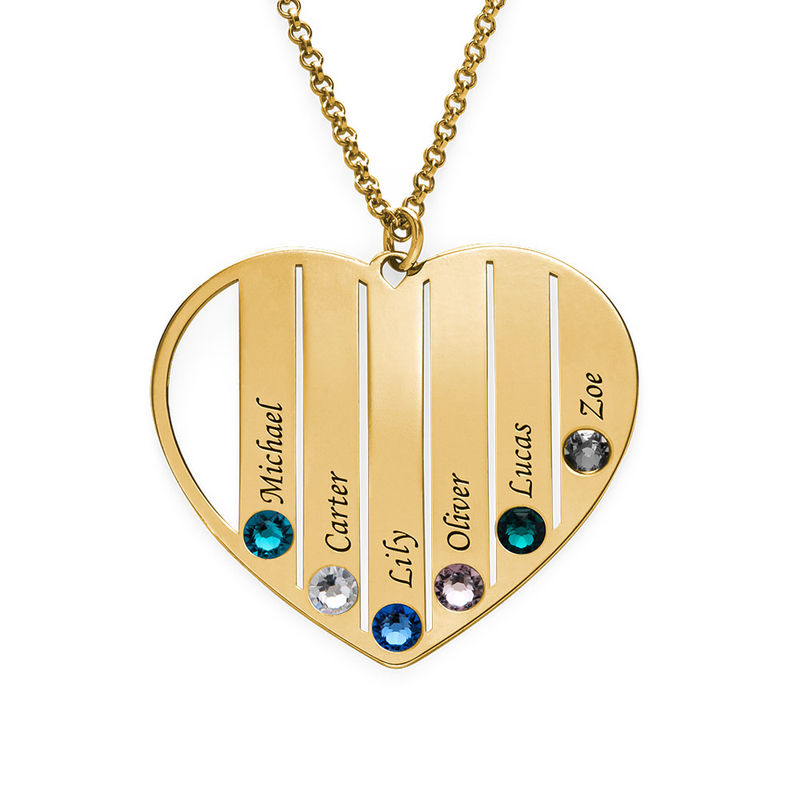 Heart Shaped Birthstone Necklace for Mom in Gold Vermeill - 1
