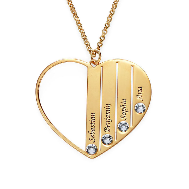 Heart Shaped Birthstone Necklace for Mom in Gold Vermeill - 2