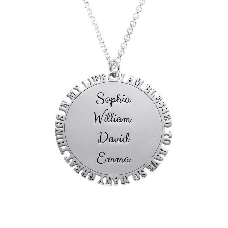 Engraved Mom Disc Sterling Silver Necklace