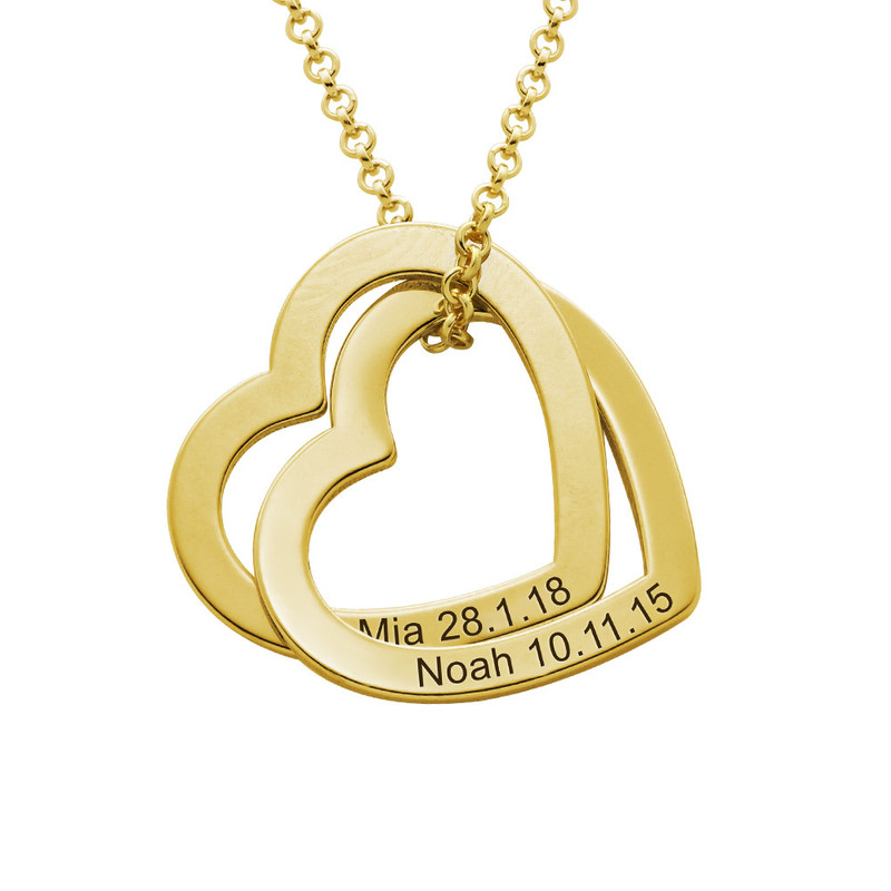 Intertwined Hearts Necklace with Engraving in Gold Plating
