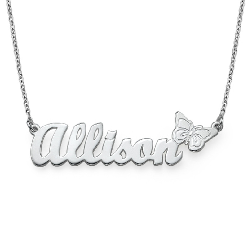 Butterfly Name Necklace in Silver for Girls