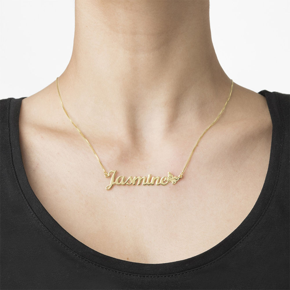 Butterfly Name Necklace in 10K Yellow Gold for Girls - 1