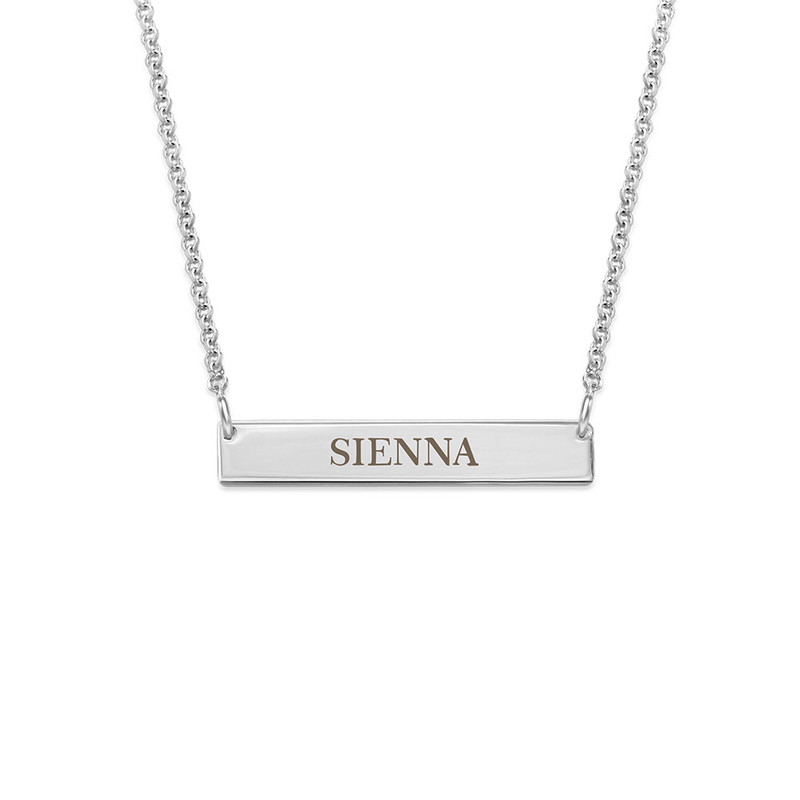 Tiny Engraved Bar Necklace for Kids in Silver