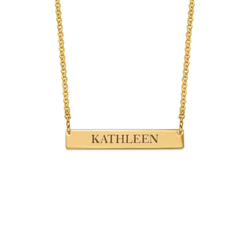 Tiny Engraved Bar Necklace for Kids in 18K Gold Plating