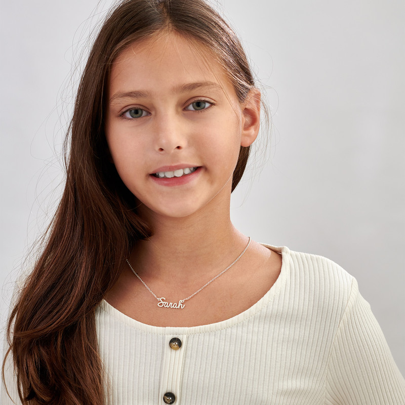 Signature Style Name Necklace in Silver for Kids - 1