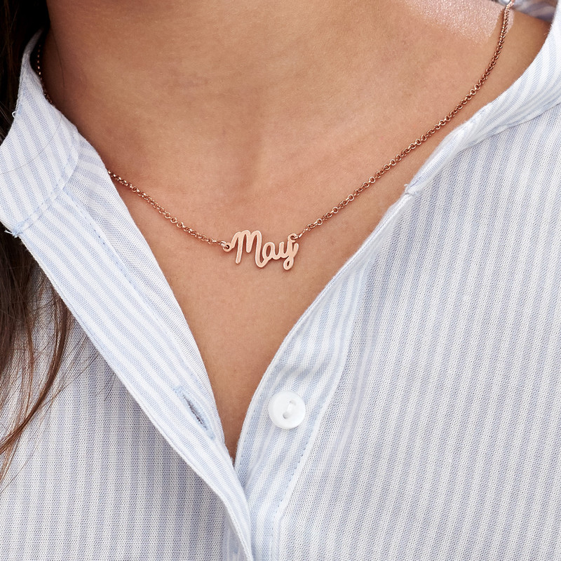 Signature Style Name Necklace in 18K Rose Gold Plating for Kids - 4 product photo