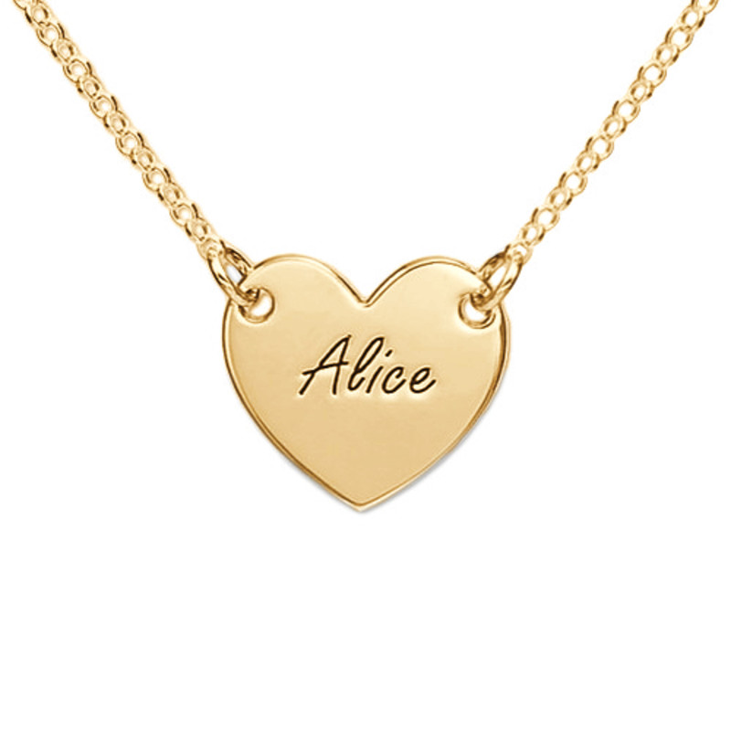 Personalized Girl's Heart Necklace in 18K Gold Plating