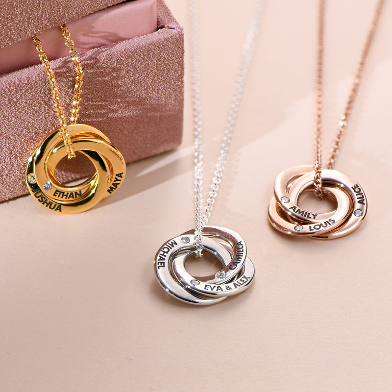 Russian Ring Necklace with Cubic  Zirconia in Gold Plating - 1 product photo